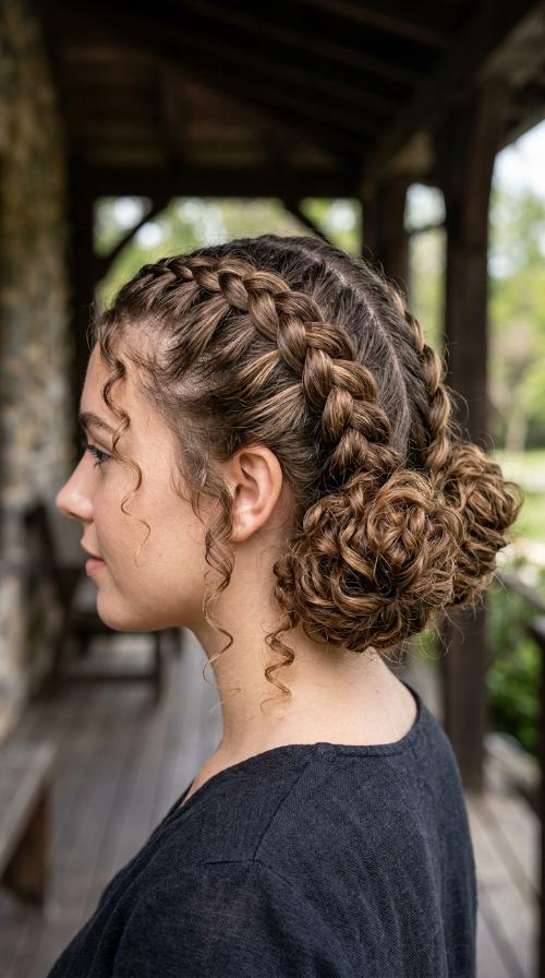 Double Dutch Braids into Buns