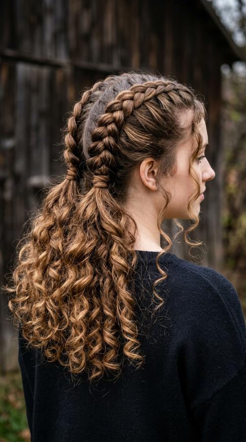 Double Dutch Braids with Curly Ends
