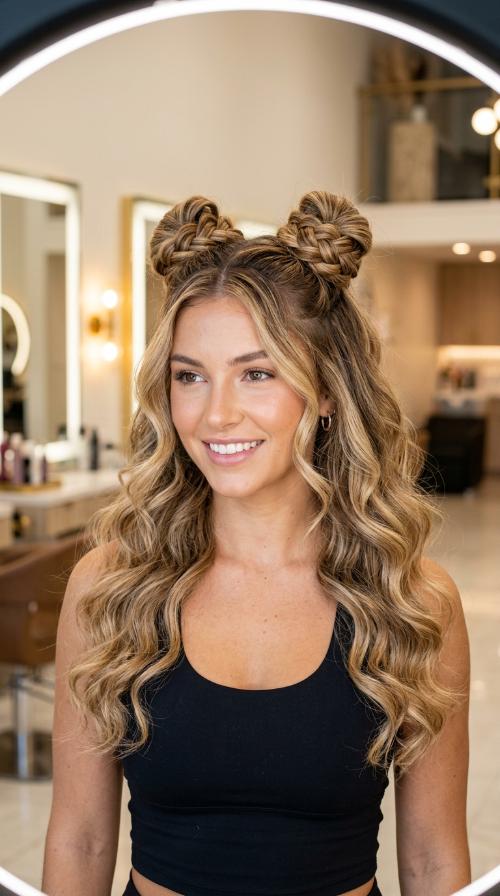 Double High Pigtail Buns