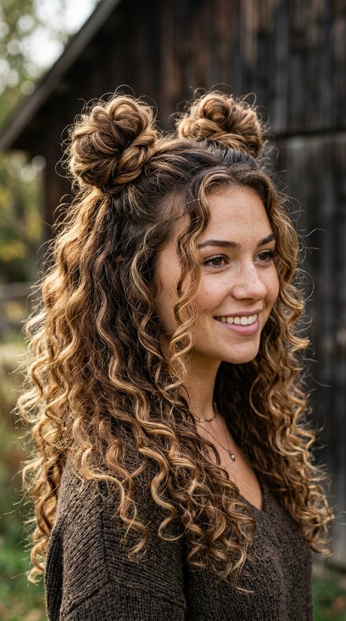 Double Space Bun Half-Up