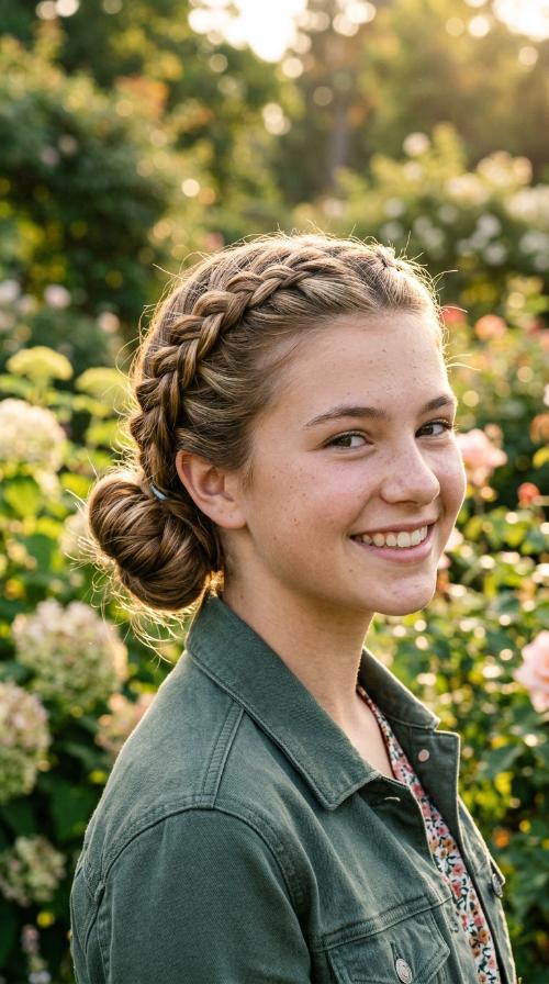 Dutch Braid into Low Bun