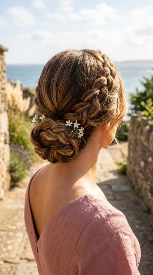 Dutch Braid Low Bun