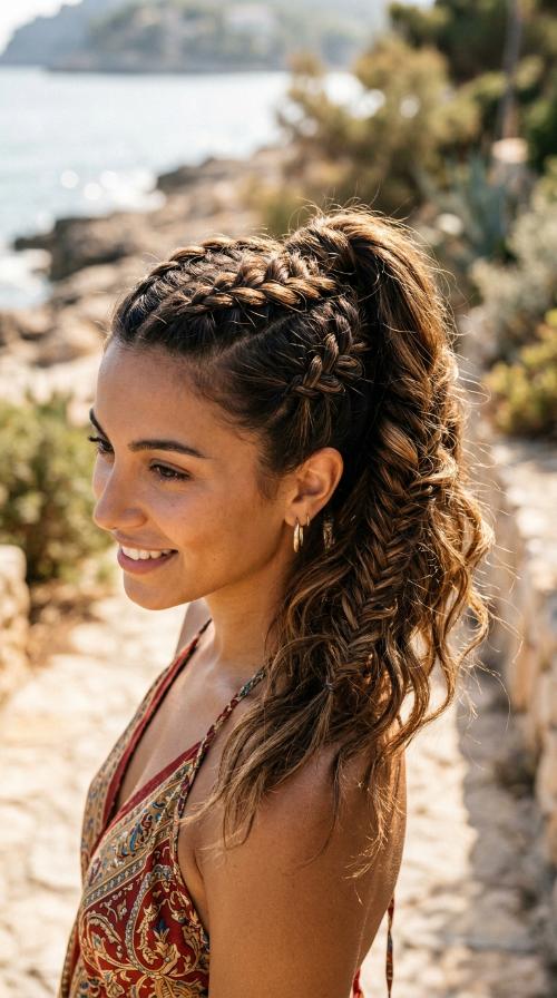Edgy Multi-Braid Ponytail for Dance Nights