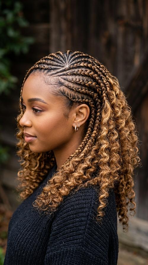 Elegant Side-Swept Cornrows