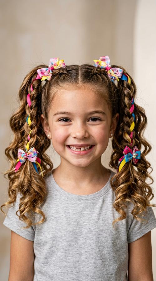 Festive Ribbon Pigtails