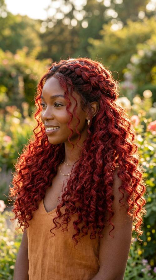 Fire Engine Red Long Curls
