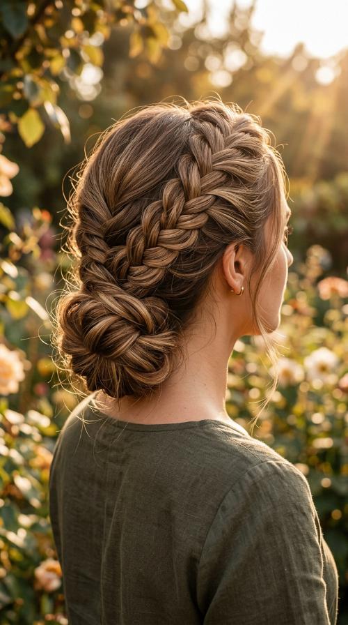 Fishtail Braid Into Low Bun