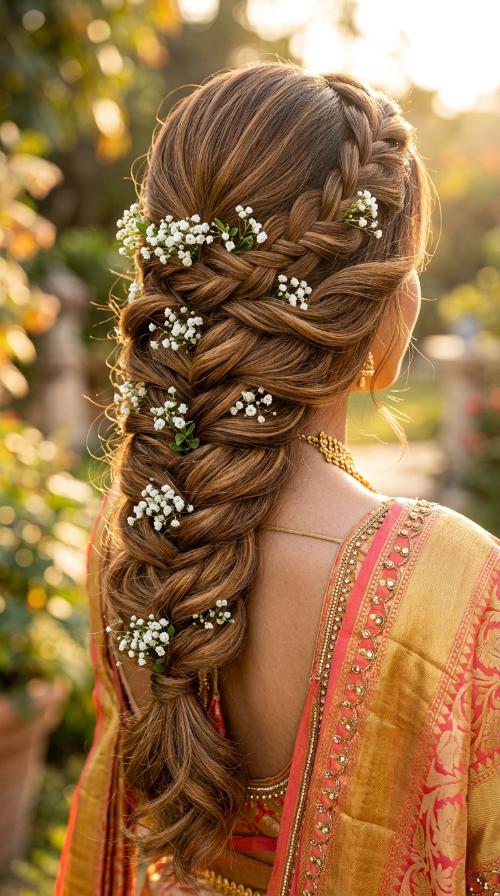 Fishtail Braid with Baby’s Breath