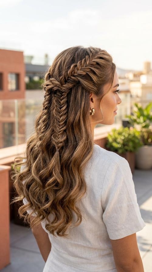 Fishtail Braids on Blow-dried Hair