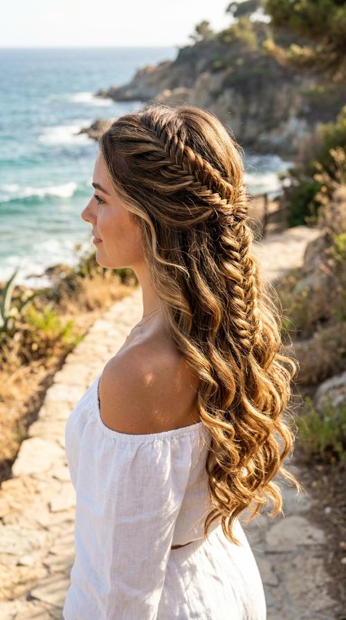 Fishtail Half-Up Style