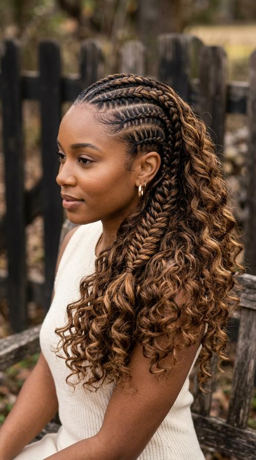 Fishtail-Integrated Detailed Cornrows