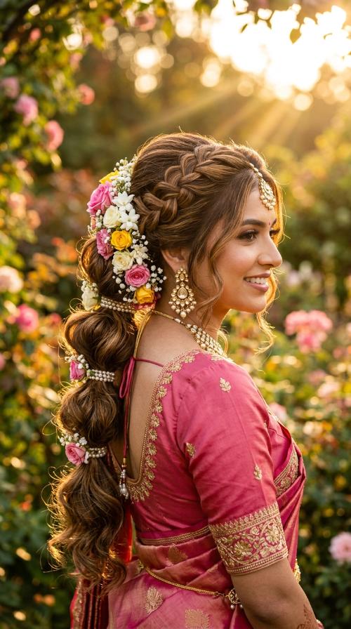 Floral Wrapped Bubble Ponytail