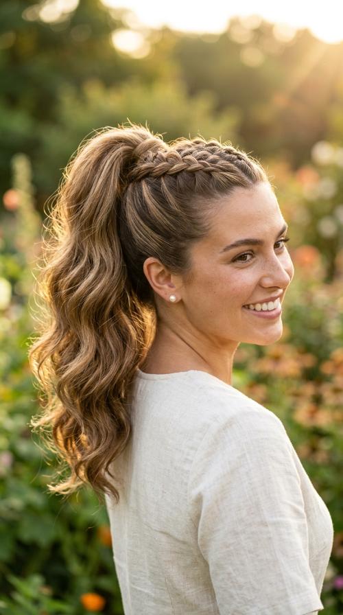 French Braid High Ponytail