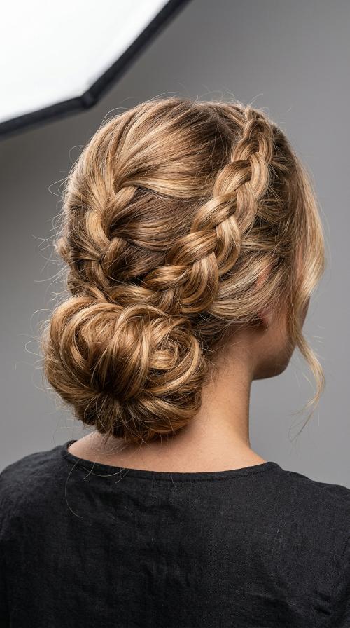 French Braid into a Low Bun