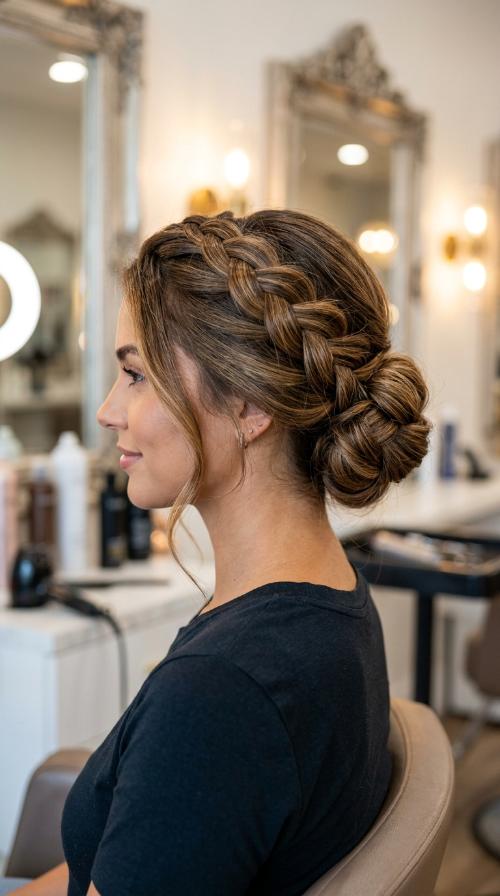 French Braid Tucked Bun
