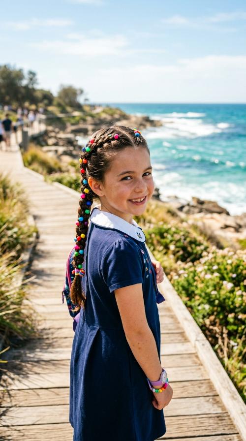 French Braid with Colorful Beads