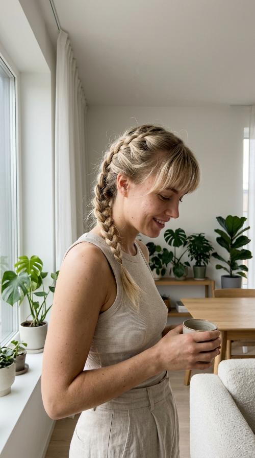 French Braid with Micro Bangs