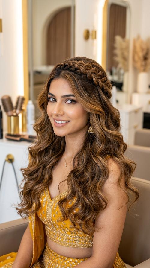 Front Braid with Loose Curls