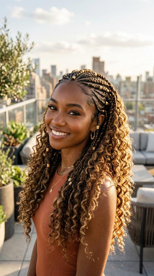 Fulani Braids with Gold Beads