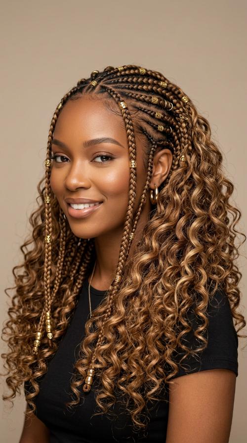 Fulani Braids with Gold Beads