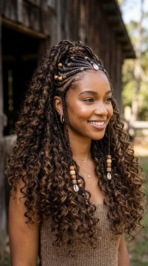 Fulani Braids with Wooden Beads