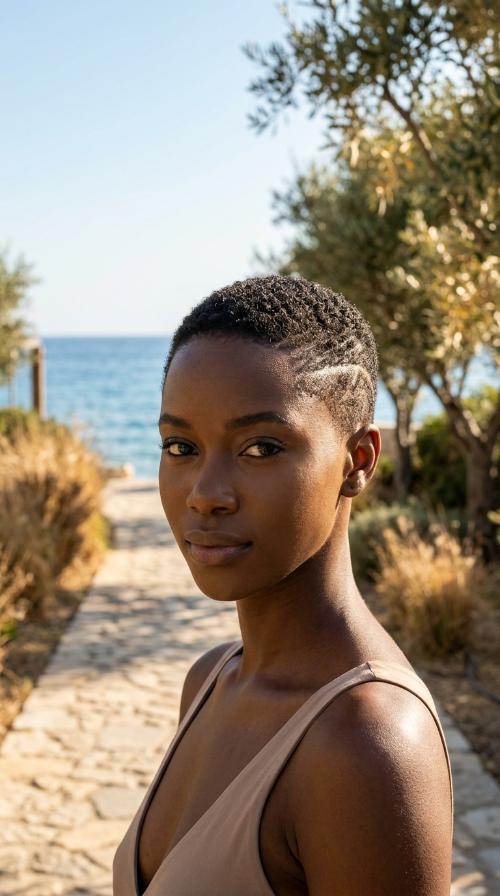 Geometric Buzz Cut for Oval Faces