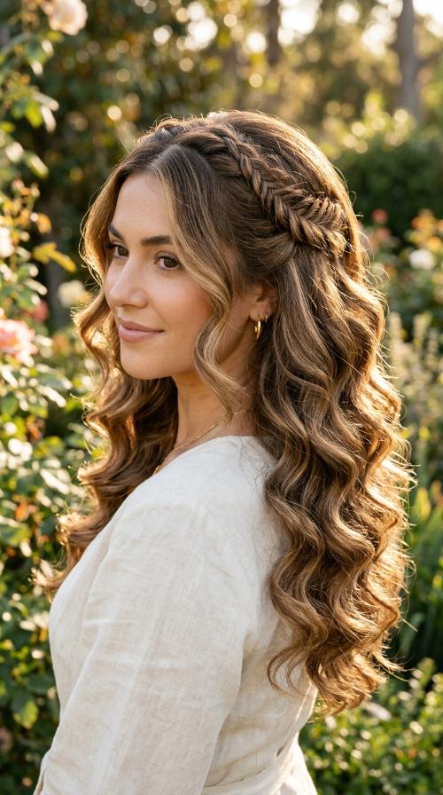 Glamorous Side-Swept Curls