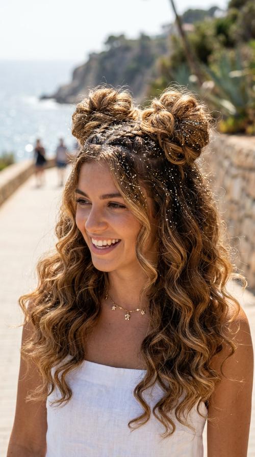 Glittery Space Buns