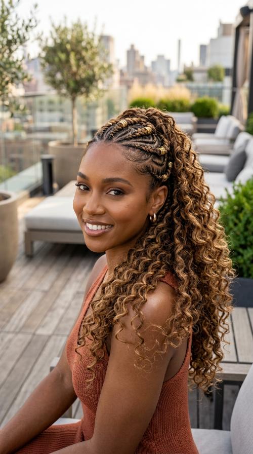 Goddess Braids with Curls