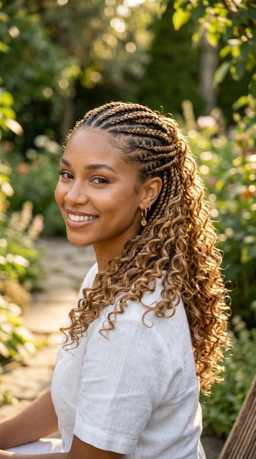 Goddess Braids with Curly Ends