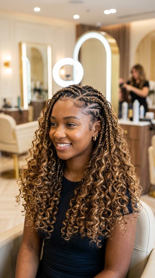 Goddess Braids with Curly Ends