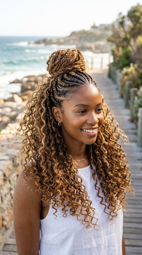 Goddess Braids with Curly Ends