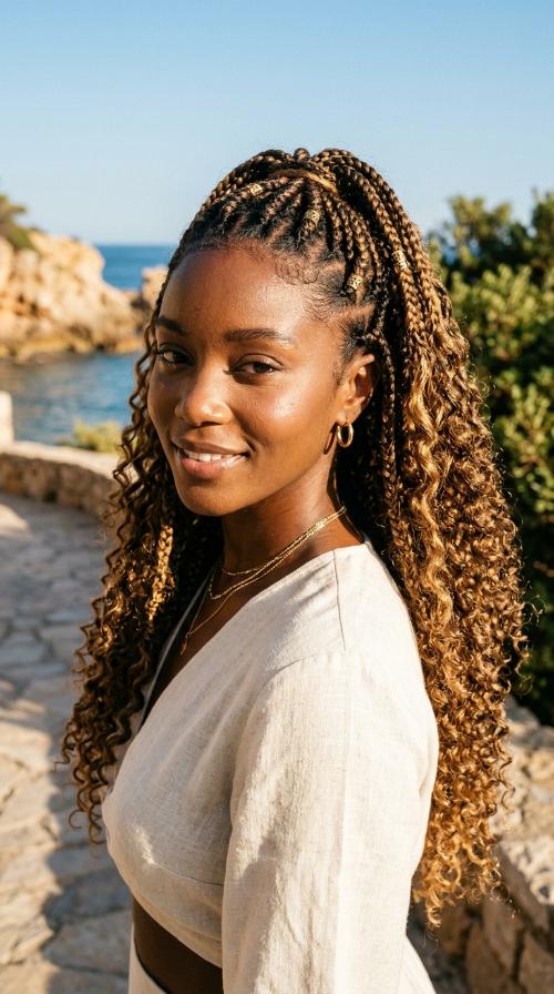 Goddess Braids with Natural Ends