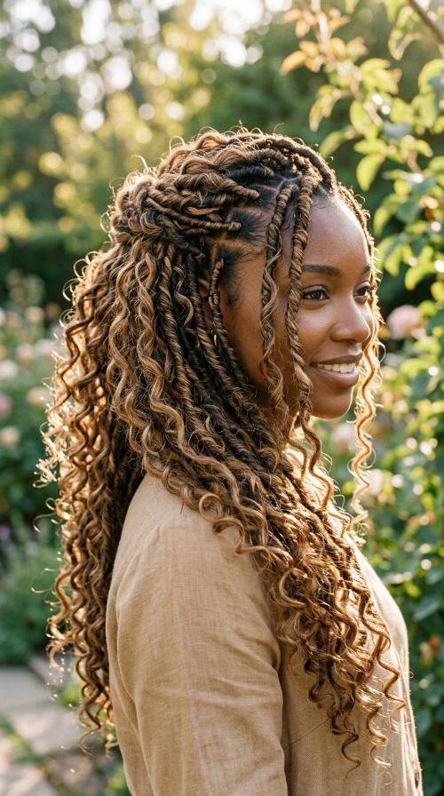 Goddess Locs with Curls