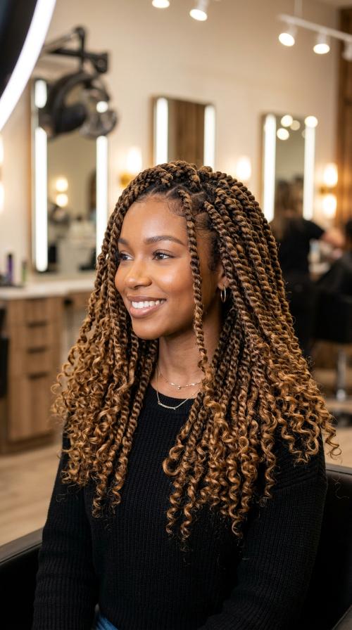 Goddess Twists with Curly Ends