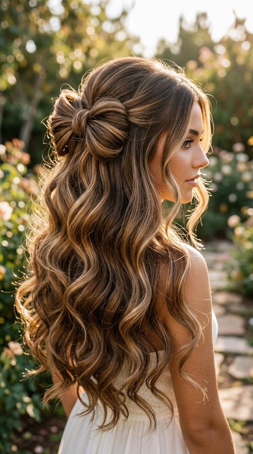 Half-Up Bow Hair Style (With Extensions)