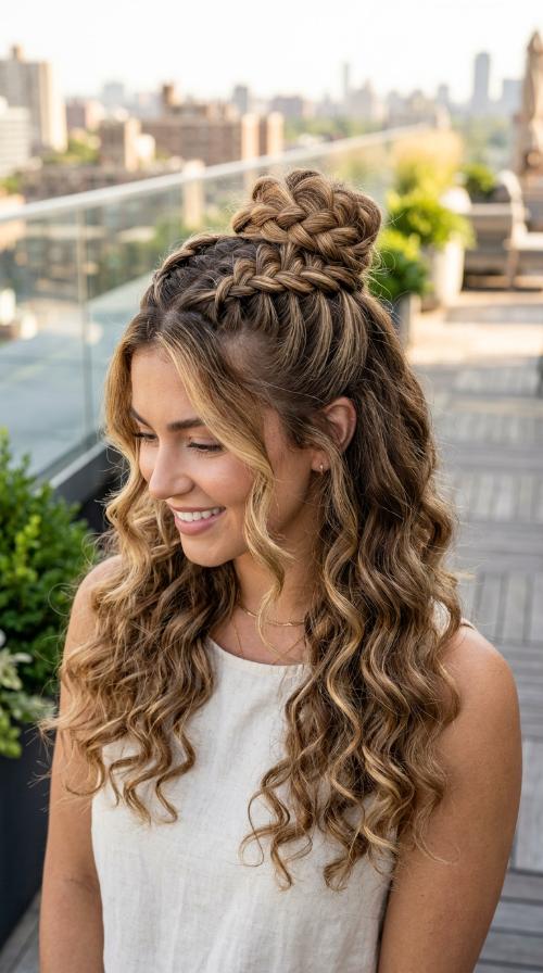 Half-Up Braided Bun