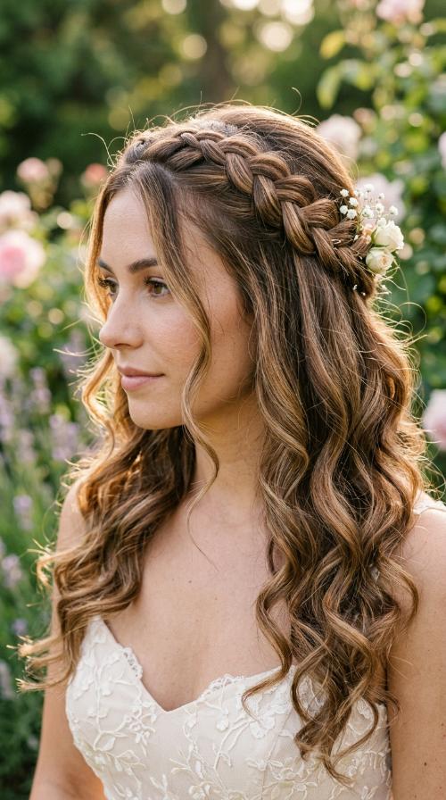 Half-Up Braided Crown for Sweetheart Styles