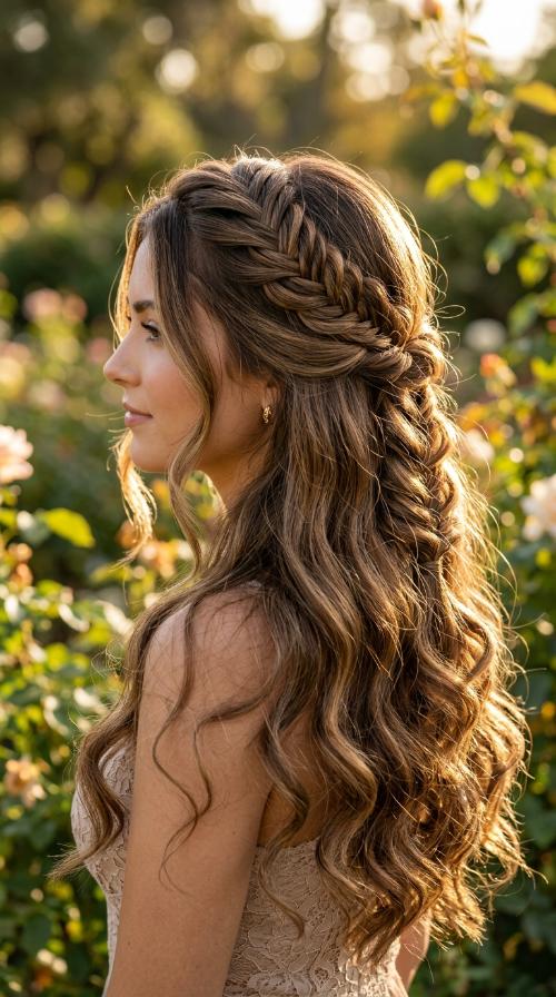 Half-Up Fishtail Braid
