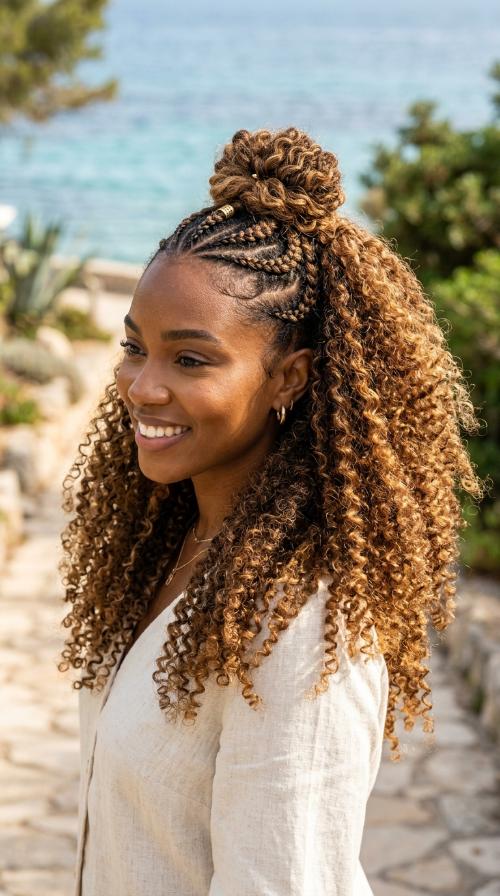 Half-Up, Half-Down Afro