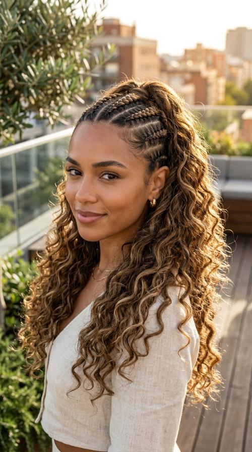 Half-Up Half-Down Cornrows
