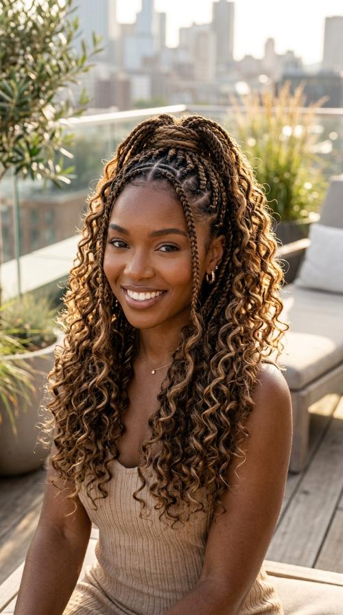 Half-Up Half-Down Crochet Braids