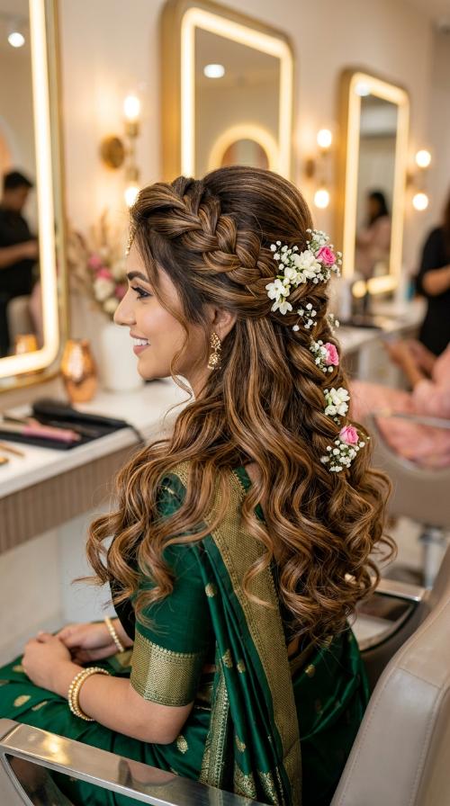Half-Up Half-Down Floral Braid