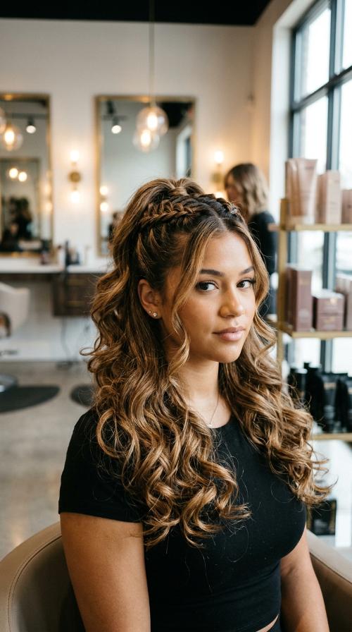 Half-Up Half-Down Quick Weave