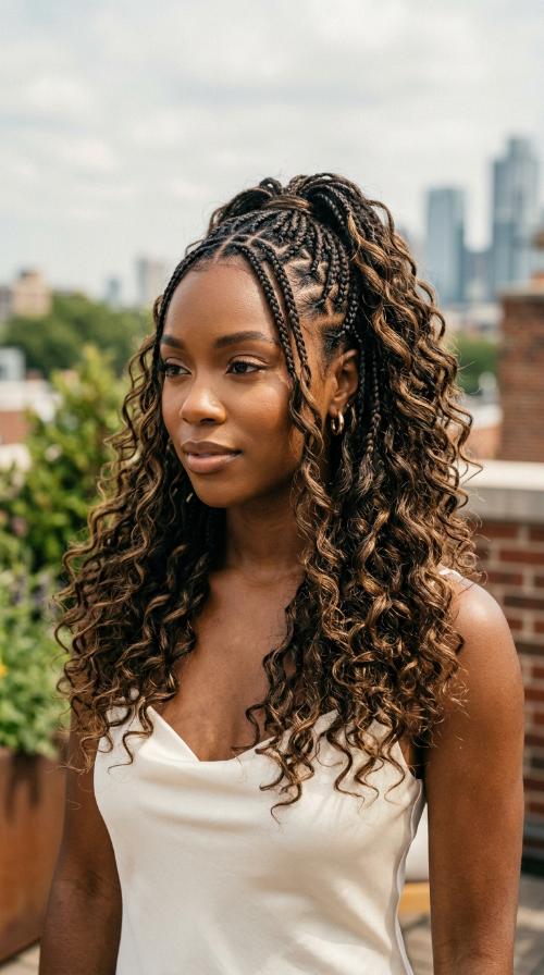 Half-Up Half-Down Quick Weave