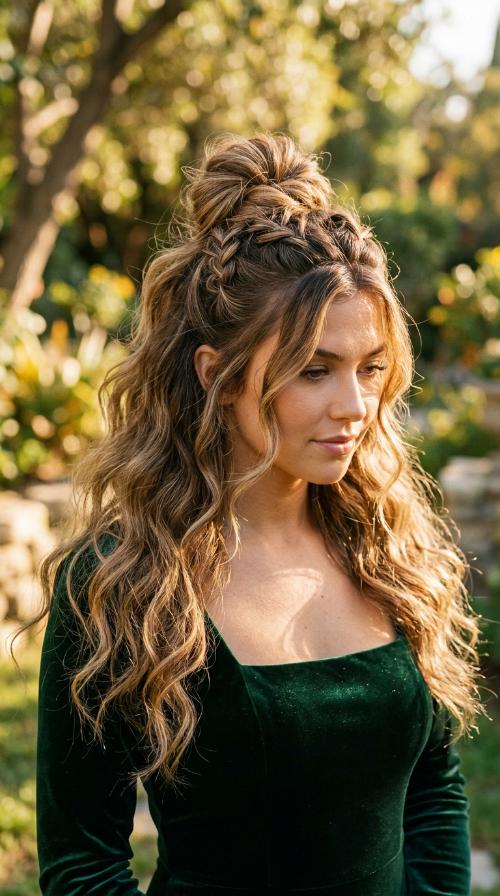 Half-Up Top Knot for Square Neck Styles