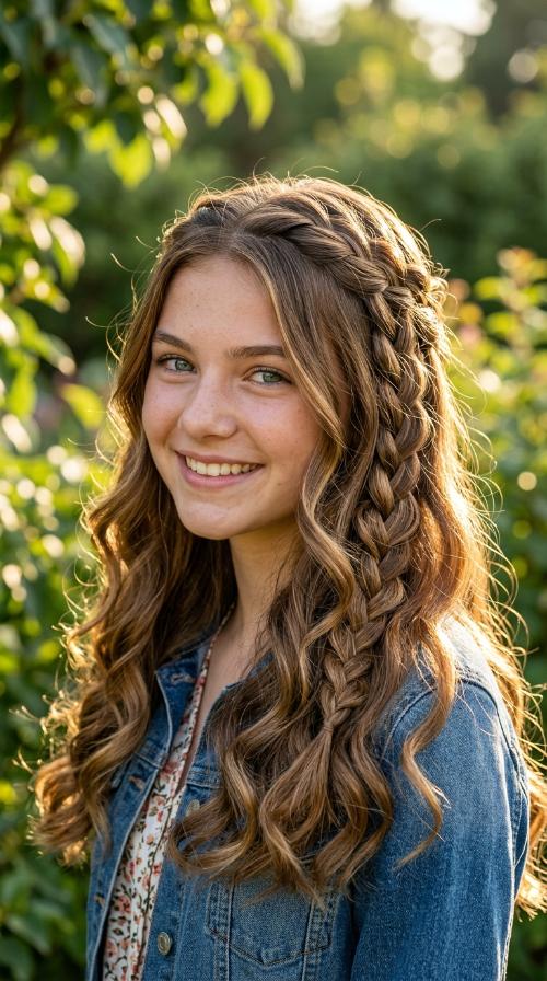 Half-Up Waterfall Braid