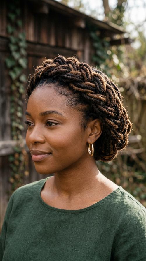 Halo Braid Loc Updo