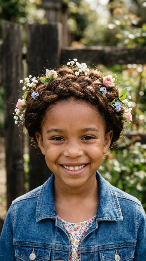 Halo Braid with Delicate Flowers