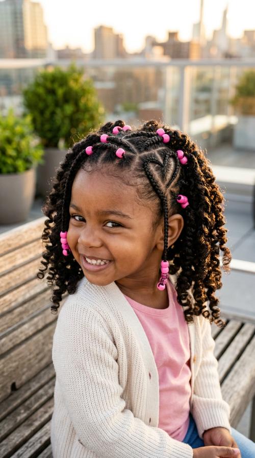 Heart-Pattern Braids with Matching Pink Beads
